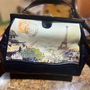 Patricia Nash Postcard Satchel Navy